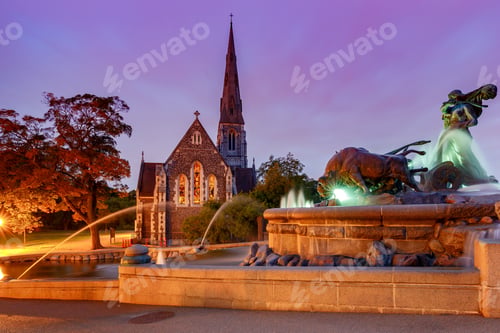 Preview: Anglican Church Of St. Alban At Sunset. Copenhagen. Denmark. On The Sunset