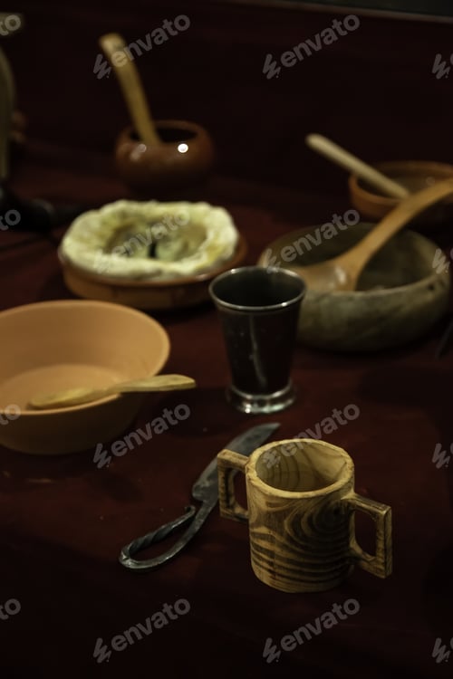 Preview: Clay Glasses And Dishes In Craft Market, Decoration