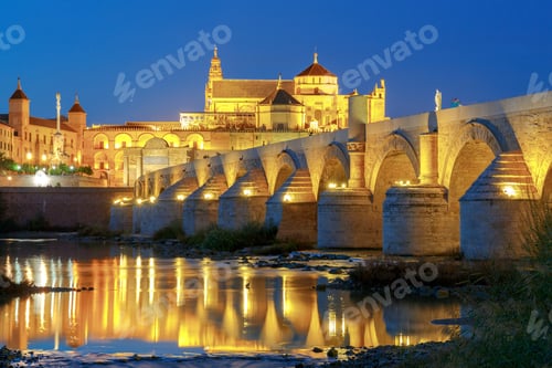 Preview: Mezquita Mosque Catedral De Cordoba At Night. Cordoba, Andalusia, Spain