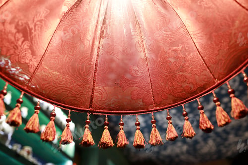 Preview: Details Of Red Lampshade With Tassels In Cafe