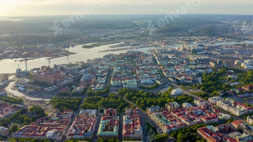 Preview: Gothenburg, Sweden. Panorama Of The City And The River Goeta Elv. The Historical Center Of The