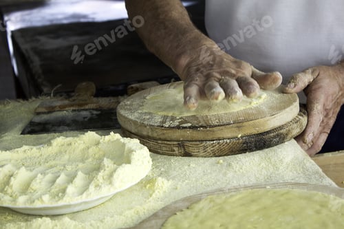 Preview: Man Kneading Bread In Bakery, Crafts And Work