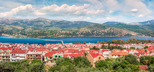 Preview: Panoramic Morning Cityscape Of Argostolion Town, Former Municipality On The Island Of Kefalonia