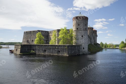 Preview: View Of The Medieval Castle Olavinlinna Sunny June Day. Savonlinna, Finland