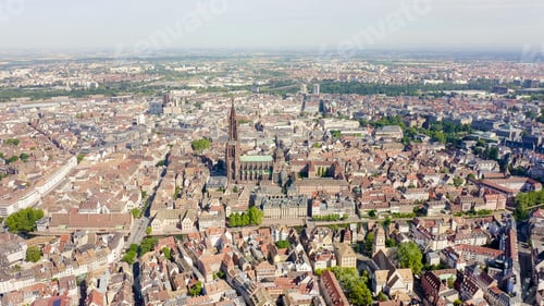 Preview: Strasbourg, France. The Historical Part Of The City, Strasbourg Cathedral, Aerial View