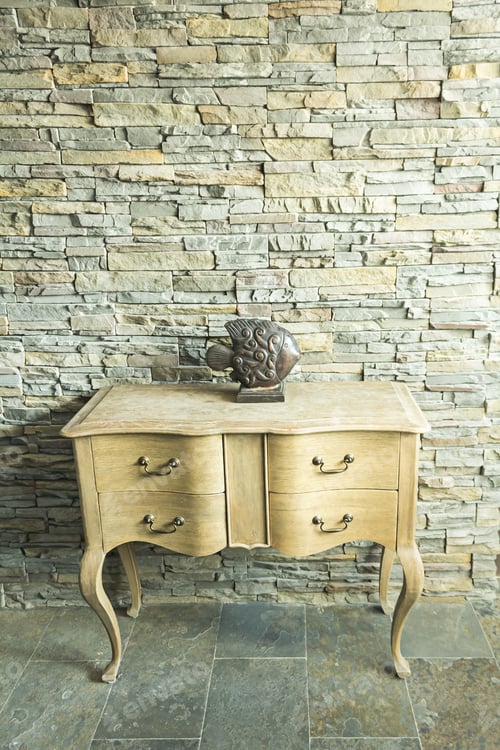 Preview: Wooden Table At The Entrance Of An Apartment, Construction And Architecture