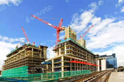 Preview: Business Building Construction Site At Sunny Day