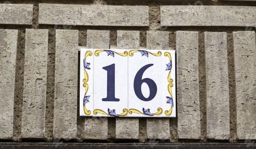 Preview: Number Sixteen In Urban Street, Direction And Symbol