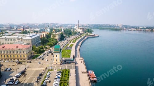 Preview: Russia, Irkutsk. Moscow Gate. Landmark On The Embankment Of The Angara River.