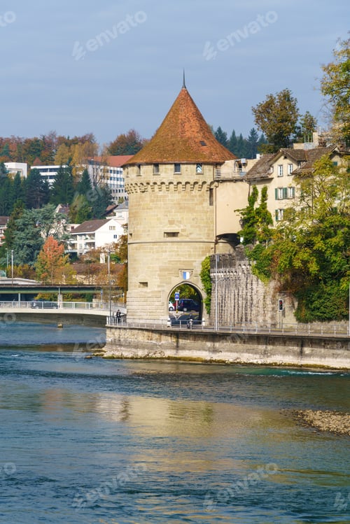 Preview: Tower (Nolliturm) Near Reuss River Part Of City Wall (Museggmauer), Lucerne, Switzerland