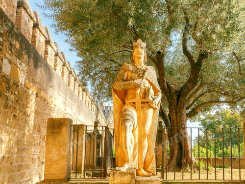 Preview: The Sculpture Of King Alfonso Xi Wise At The Entrance To The Alcazar. Cordoba. Andalusia.