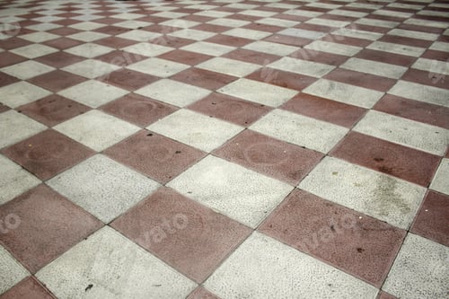 Preview: Floor Of Red And White Squares, Construction And Architecture