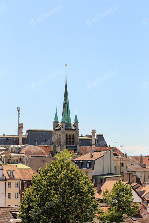 Preview: Lausanne, Switzerland. Roofs Of Houses In The Historical Part Of The City