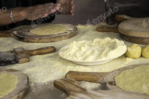 Preview: Man Kneading Bread In Bakery, Crafts And Work