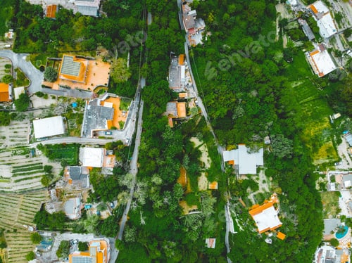 Preview: Buildings In The Mountains At Ischia Island From The Drone View