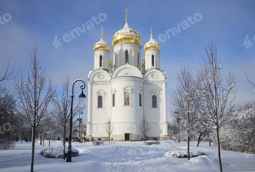 Vista previa: Cathedral Of St. Catherine Winter Sunny Day. Tsarskoye Selo
