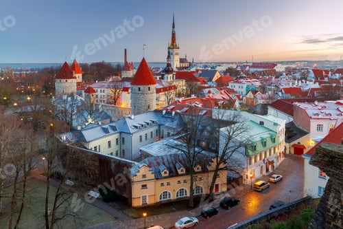 Preview: Tallinn. Aerial View Of The City At Dawn.