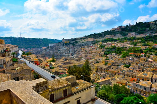 Preview: Panorama Of Modica Seen From The Bell Tower Of San Giorgio Sicily Italy