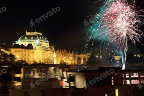 Preview: The Night View On The Prague National Theater, Czech Republic