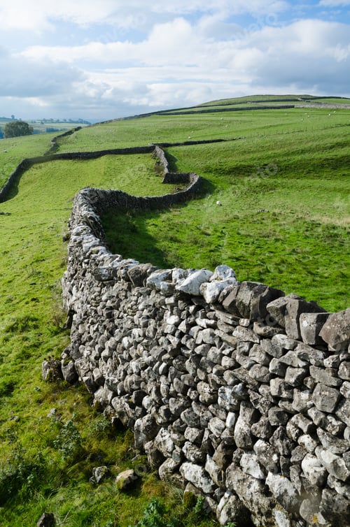 Preview: Winding Drystone Wall Across The Dales. Uk