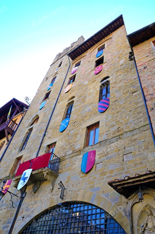 Preview: Historic Building Districts Crests Arezzo In Tuscany - Italy