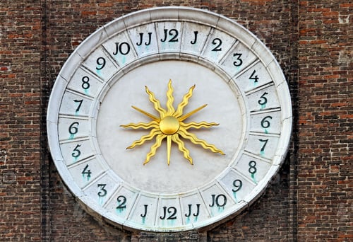 Preview: Medieval Time Twenty Four Hours Clock With Golden Sun