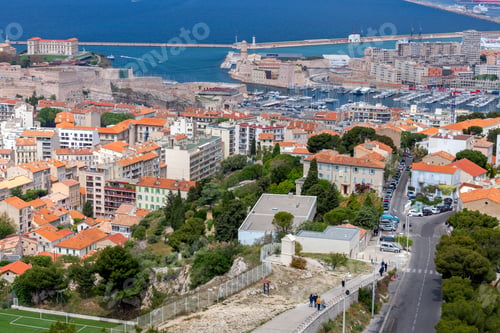 Preview: Aerial View On A Sunny Day At The Fort Of St. John And The Old Port. Marseilles. France.
