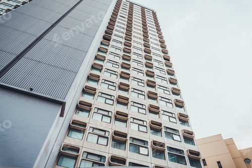 Preview: Skyscraper With Modern Balcony In Low Angle View