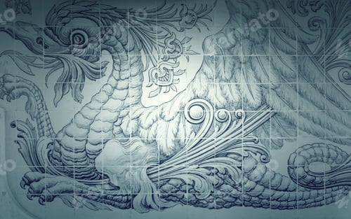 Preview: Tiles With Dragon In Building Structure, Building