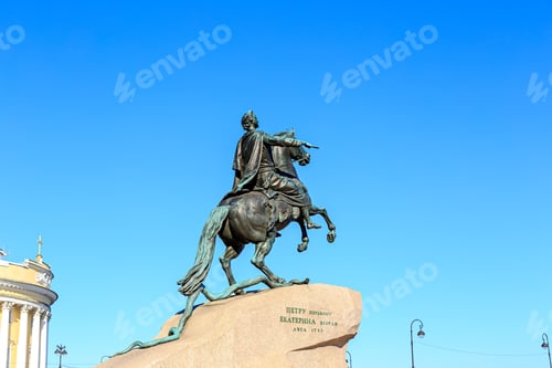 Preview: Saint-Petersburg, Russia. Monument To Peter I On Sennatskaya Square. Text Translated Into English