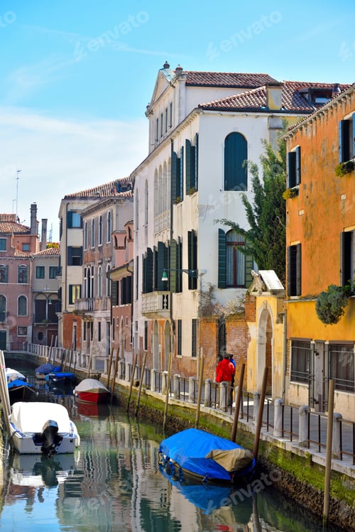 Preview: A Canal Of The Lagoon And Historic Buildings Venice Italy