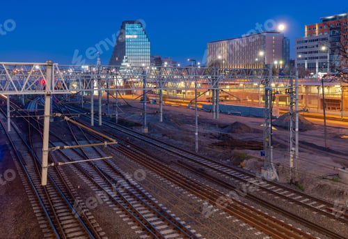 Preview: Railroad Tracks At Poznan Train Station At Dawn. Poland.