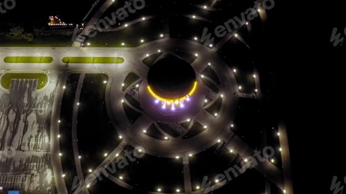 Preview: Kazan, Russia. Aerial View Of The Kazan Family Center (Wedding Palace) And The Kremlin. Night Time