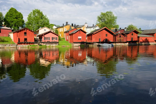 Preview: City Old Embankment On A June Sunny Evening. Finland, Porvoo