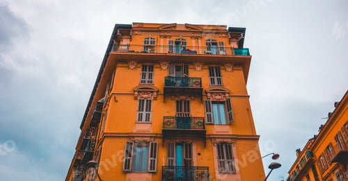 Preview: Luxury Orange Corner House With Steel Balcony