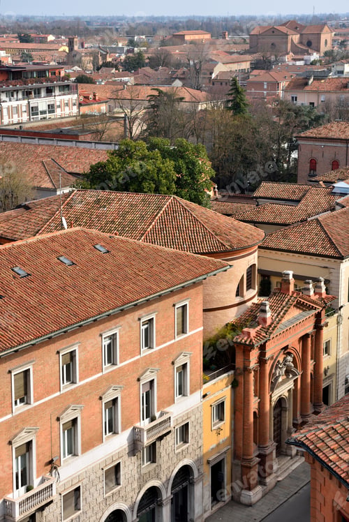 Preview: Panorama Of The Historic Center Seen From The Este Castle Ferrara Italy