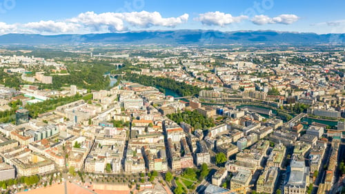 Preview: Geneva, Switzerland. Geneva From The Air. Aerial View Of The City