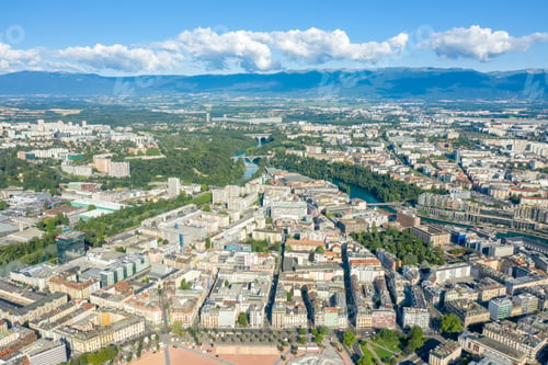 Preview: Geneva, Switzerland. Geneva From The Air. Aerial View Of The City