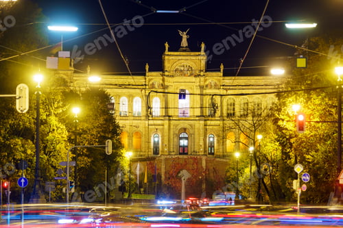Preview: The Maximilianeum Palace (1874), Seat Of Bavarian Landtag At Night, Munich, Germany