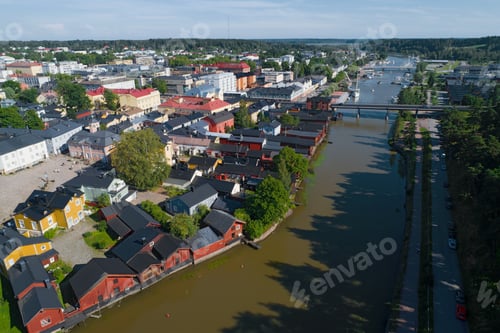 Preview: Porvoo Cityscape On A Sunny July Day (Aerial Photography). Finland