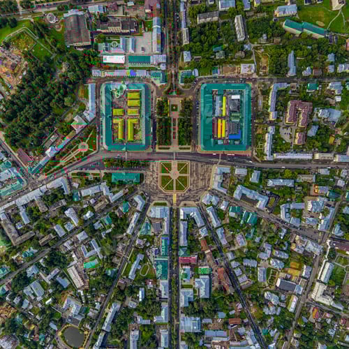 Preview: Kostroma, Russia. Aerial View Of The City Center. Red Rows, Susanin Square. Panorama