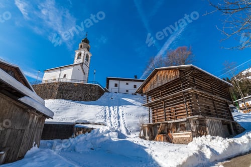 Preview: Winter In Sauris Di Sotto. Magic Of Snow And Old Wooden Houses. Italy