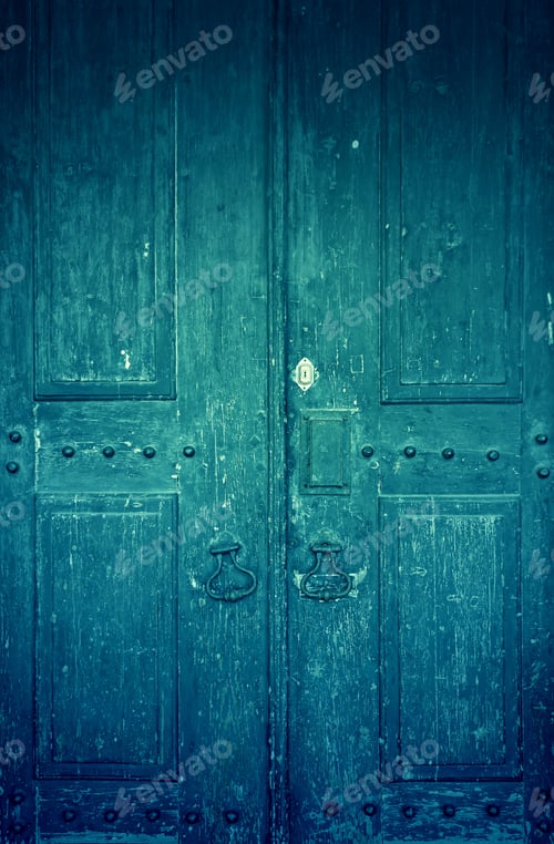 Preview: Green Door Aged Wood, Construction And Architecture