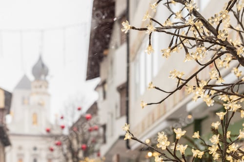 Preview: Christmas Atmosphere In San Candido. Advent Lights And Crown