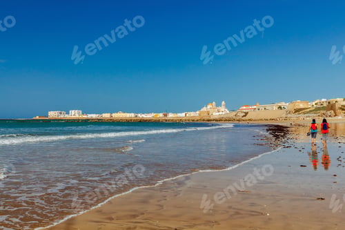 Preview: Sandy Beach Santa Maria Del Mar Along The Atlantic Ocean In Cadiz. Spain. Andalusia.