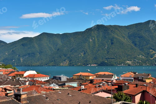 Preview: Panorama Of Lake Lugano And The City Switzerland The Latin Writing Contains A Date The First Part