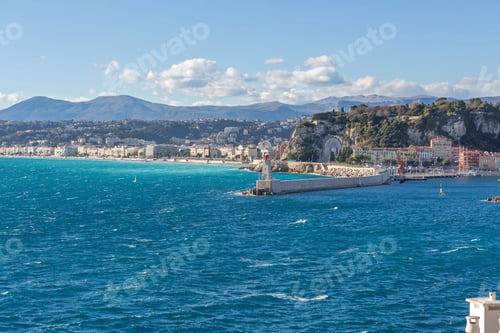 Preview: Blue Mediterranean Sea Lighthouse In Nice France