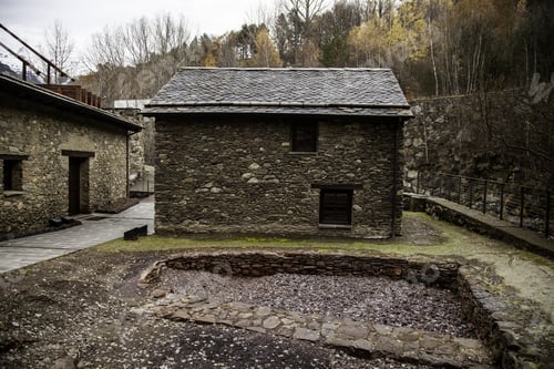 Preview: Mountain Cottage With Autumn Leaves, Natural Landscape