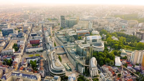 Preview: Brussels, Belgium. The Complex Of Buildings Of The European Parliament. State Institution, Aerial