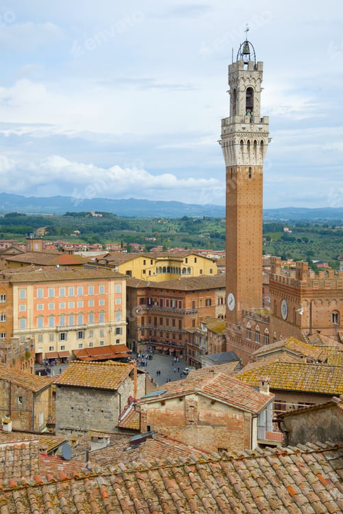 Preview: Torre Del Mangia Tower Over The Roofs Of Siena. Italy